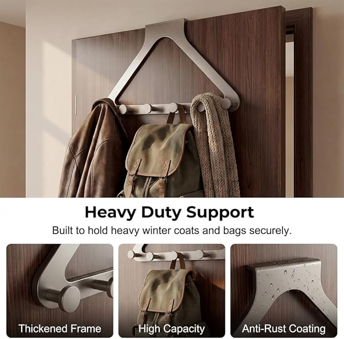 Over-The-Door Hanger Organizer, 2026 New Modern Over Door Hook, Heavy Duty Door Hanger for Home Office, Multi-Purpose Door Organizer for Family (White, 1pack)