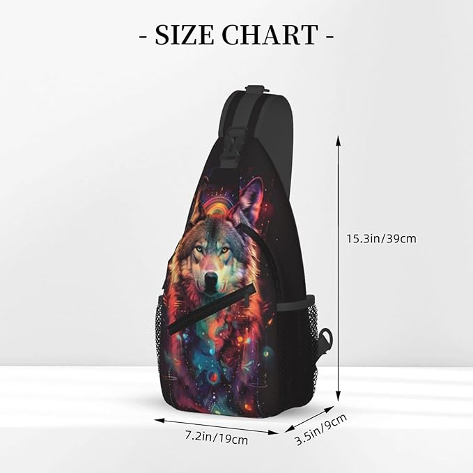 Wolf Sling Bag For Women Men Fashion Wolf Print Backpack Crossbody Shoulder Bag Sling Backpack Chest Bag Travel Hiking Casual Sport Daypack