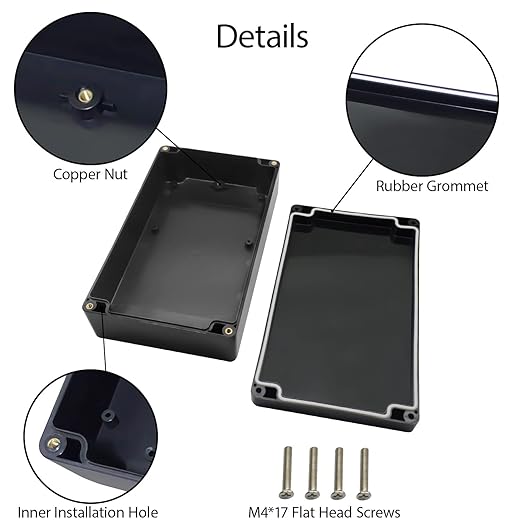 LeMotech Project Box ABS Plastic Junction Box IP65 Waterproof Hobby Box Electrical Boxes Universal Enclosure for Electronic Black 7.8 x 4.7 x 2.2 inch(200x120x56mm)（Pack of 2