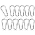 12 Pack 2" Heavy Duty Carabiner Clips, M5 Sliver Galvanized Steel Spring Snap Hooks, Rust-Resistant Keychain Clips for Hammock, Camping, Hiking, Fishing, Swing Set