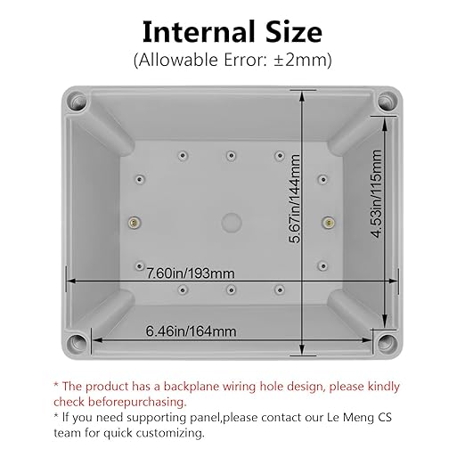 LeMotech Junction Box IP67 Waterproof Dustproof ABS Plastic Project Box for Electrical Outdoor Enclosure Gray 7.9 x 5.9 x 5.1 inch (200 x 150 x 130 mm)
