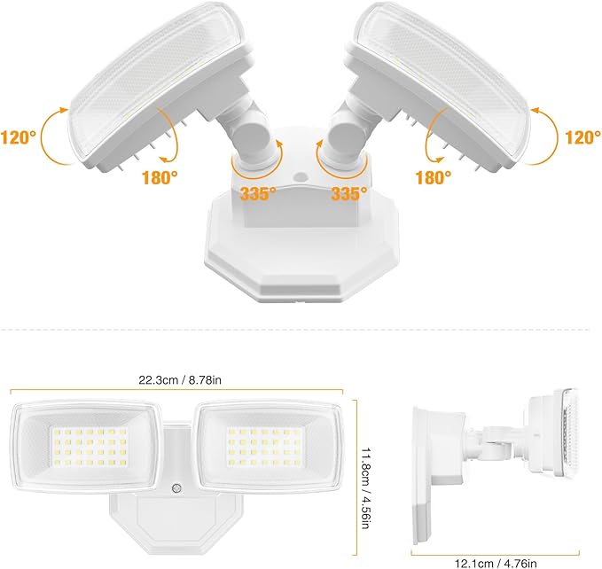 Onforu 3200LM Flood Lights Outdoor, 32W 6500K LED Security Light Switch Controlled, IP66 Waterproof Outdoor Lights, Wall Mount Exterior Flood Light with 2 Adjustable Heads Floodlights Outside