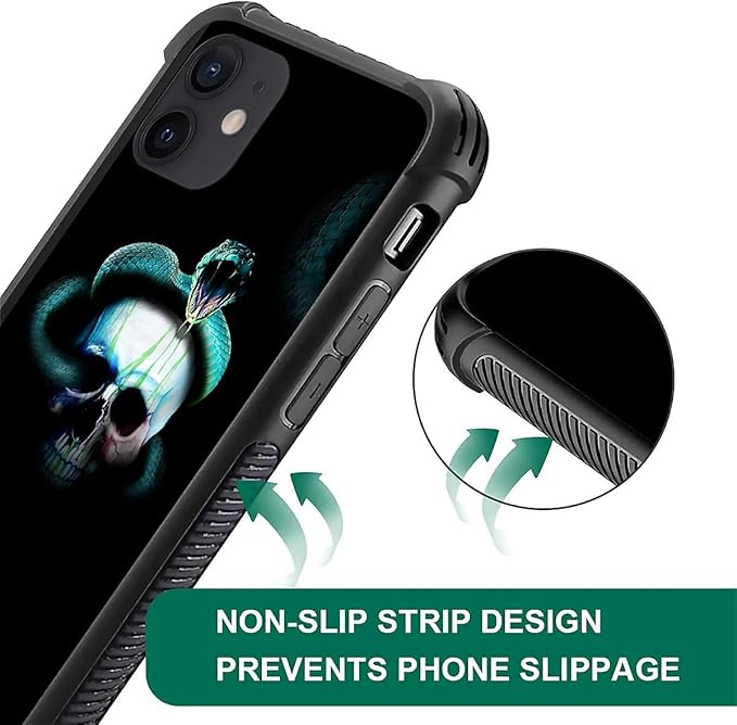 for iPhone 11 Case, Skeleton Winding Snake Pattern Graphic Design Girl Boy Soft Silicone Hard Acrylic Shock Protection for iPhone 11