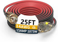 25FT 14/3 Gauge Medium Duty Outdoor Extension Cord Waterproof with Locking LED Lighted Plugs, SJEOW All-Weather Jacket (-50°C to 105°C), 15amp 1875W, 3 Prong, ETL Certified