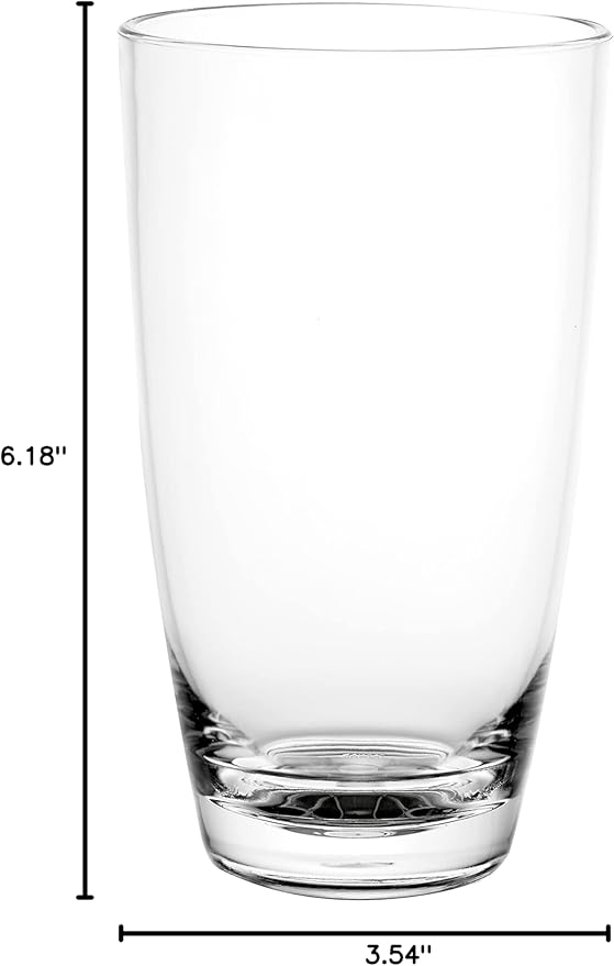 KLIFA- ETON, 20.8 oz, Set of 6, Acrylic Highball Drinking Glasses Set, Iced Tea Cups, BPA-Free, Stackable Plastic Drinkware, Dishwasher Safe Cups, Clear