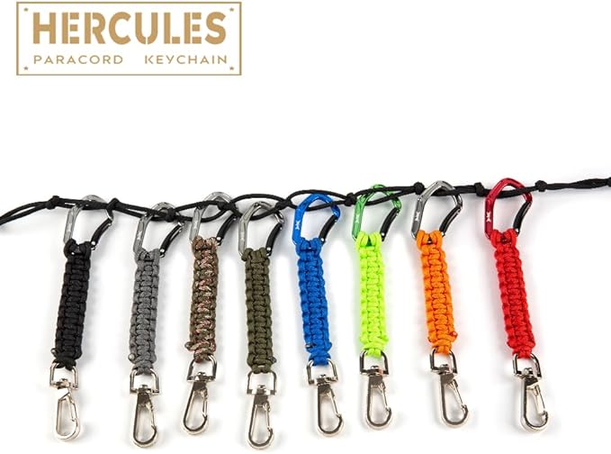 HERCULES Paracord Keychain Set – 2 Pack Lanyard Rope with Aluminum Clip, Durable Paracord Wrist Strap for Outdoor Activities, Imperial Red