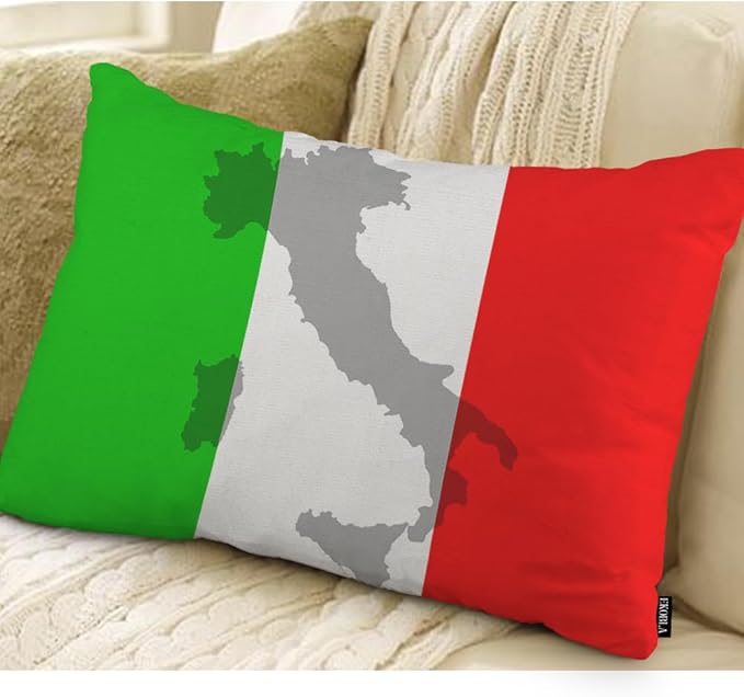 EKOBLA Decorative Cushion Cover Italian Flag Europe Country Red Green White Territory Travel Lumber Pillow Cases for Outdoor Square Couch Chair Cushion Cover Cotton Linen 12x20 Inches