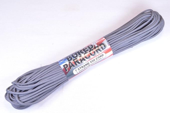 BORED? PARACORD! 550 lb Paracord – Ideal for Crafting, DIY Projects, Camping, Military & Active Outdoors – 300+ Colors – Tactical Parachute Cord Type III – Strong - Charcoal 50 Feet