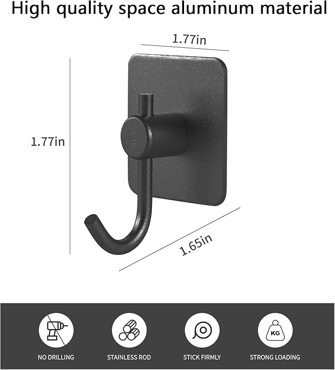 Paoli Heavy Duty Self Adhesive Hooks - Sturdy self Adhesive Hooks for Home, School and Office Easy to fit and Remove(4PC)