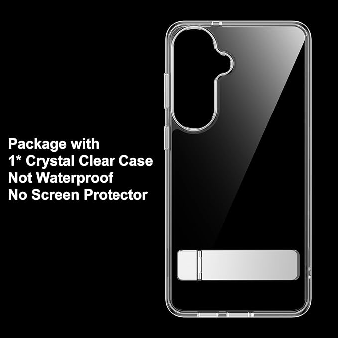 Temdan Designed for Samsung Galaxy S26 Case Clear, Built-in Invisible Kickstand [Military Grade Drop Protection] Anti-Yellowing Slim Fit Shockproof Cover for Galaxy S26 5G 6.3 Inch - Crystal Clear