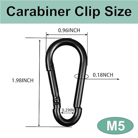 Black Carabiner, Heavy Duty Galvanized Steel Spring Snap Hook Carabiner Clips with 220LBS Holding Capacity, Ideal for Outdoor, Hammock, Swing and Travel (30PCS M5 2Inch)