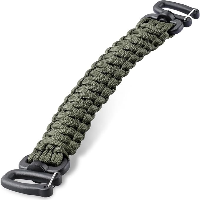 Tactical Paracord Handle，9-core Weaving Paracord Strap for Bag Strap Replacement，Molle Attachment with Metal/Plastic Clips for Backpack Sling Bags Water Bottle Holder