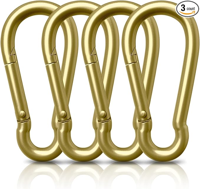 AUTMATCH Carabiner Clips, 3" Spring Snap Hook Caribeener Clips Buckle Heavy Duty Locking Carabiners Chain Quick Links, 4 Pack