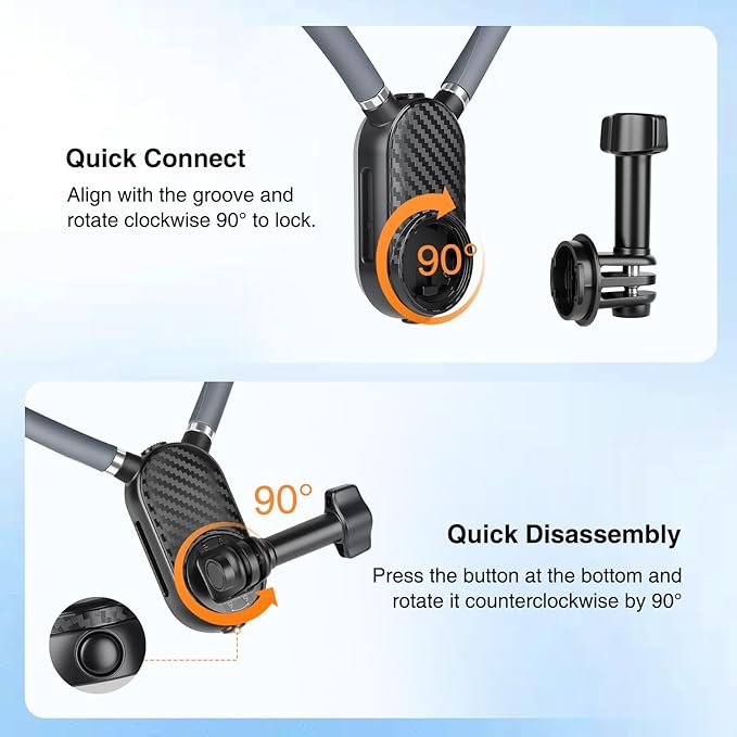 Neck Mount for Action Camera, with Air Cushion and Adjustable Chest Strap, Hands-Free POV Vlogging for GoPro Hero 13/12/11/10/9, Insta 360 X5/X4/X3/Ace Pro 2, DJI Osmo Action 5 Pro/4/3