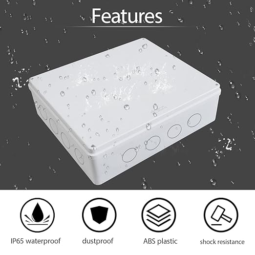 LeMotech Junction Box, Electrical Box IP65 Water Resistant Dustproof ABS Plastic Project Enclosure for Electronics White 15.7 x 13.8 x 4.7 inch