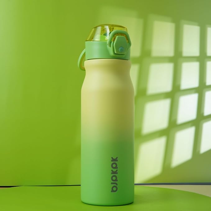 BJPKPK Stainless Steel Insulated Water Bottle with Straw Lid 25oz Reusable Metal Thermal Flask Bottles Keep Cold and Hot,Lime