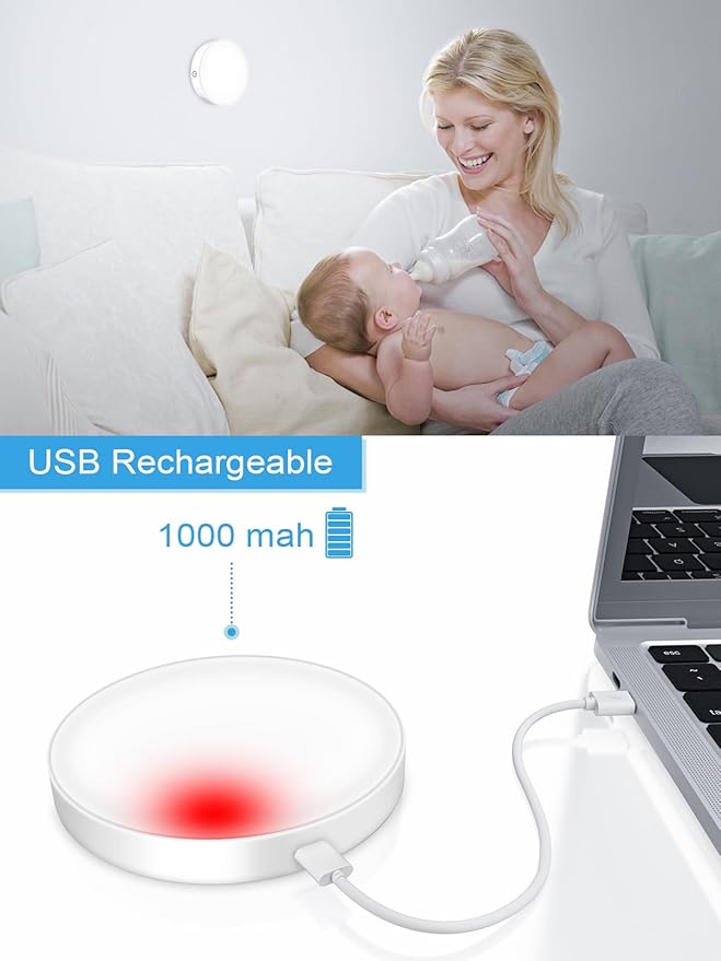 WILLED Dimmable Touch Light Buit-in 1000mAh Large Battery Rechargeable LED Tap Lights | Magnet Stick on Closet Portable Puck Night for Cabinet, Wardrobe, Counter, Kitchen, Bedroom(2 Pack)
