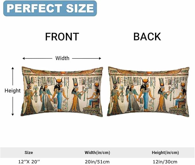 Old Egyptian Empire Couch Pillow Covers 12 X 20 0 Set of 2 Pillowcases Rectangular Velvet Outdoor Cushion Pillow Cases Decorative for Home Bed Sofa Couch Hotel