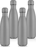 Volhoply 17oz Insulated Water Bottles MultiPack, BPA Free Water Bottle for Kids, Gym, Travel, Sports, Available in Packs of 1, 4, or 8（Gray,4 Pack）