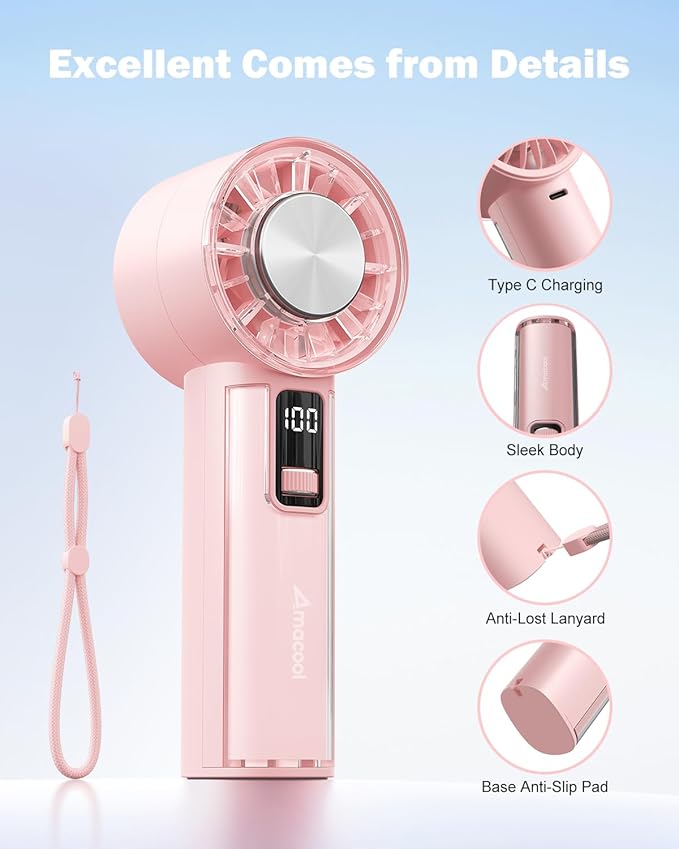 AMACOOL Handheld Fan with Ice Cooler, Mothers Day Gifts for Mom Her Women Girl, Mini Portable Cooling Fan, Small Yet Powerful, Personal Hand Fans for Travel Essentials Beach Makeup Must Have