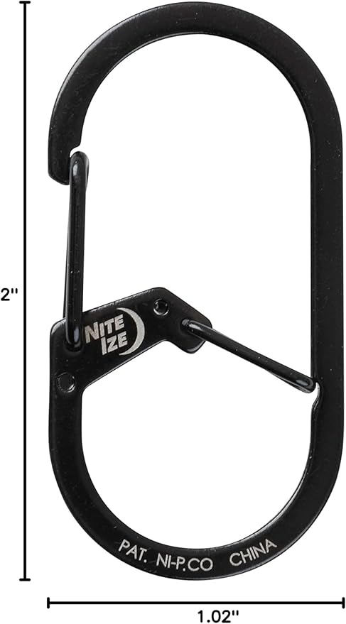 Nite IZE GS2-01-R6 G-Series Dual Chamber Carabiner, Size #2 1-Pack, Black