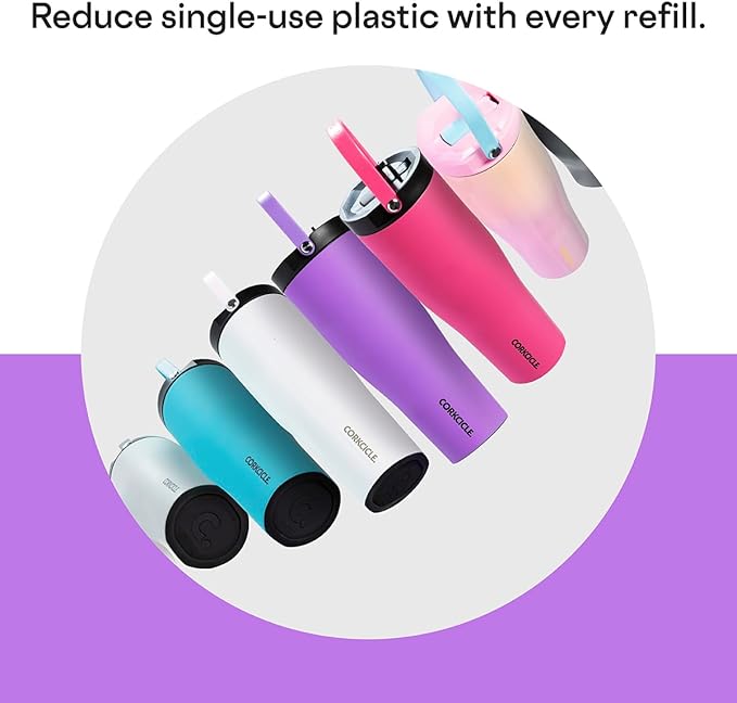 Corkcicle Go Cup XL - Leak-Proof Travel Tumbler - Triple Insulated Stainless Steel Water Bottle - Easy-Carry Handle - Summer Drinkware Gift - Keeps Drinks Ice Cold - 30 oz - Varsity Blue