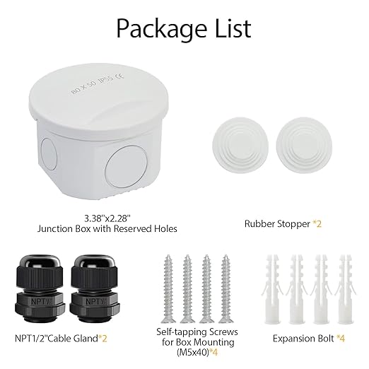 LeMotech Junction Box, Electrical Box IP55 Water Resistant Dustproof ABS Plastic Project Enclosure for Electronics White, External Size D3.3 x H2.2 inch