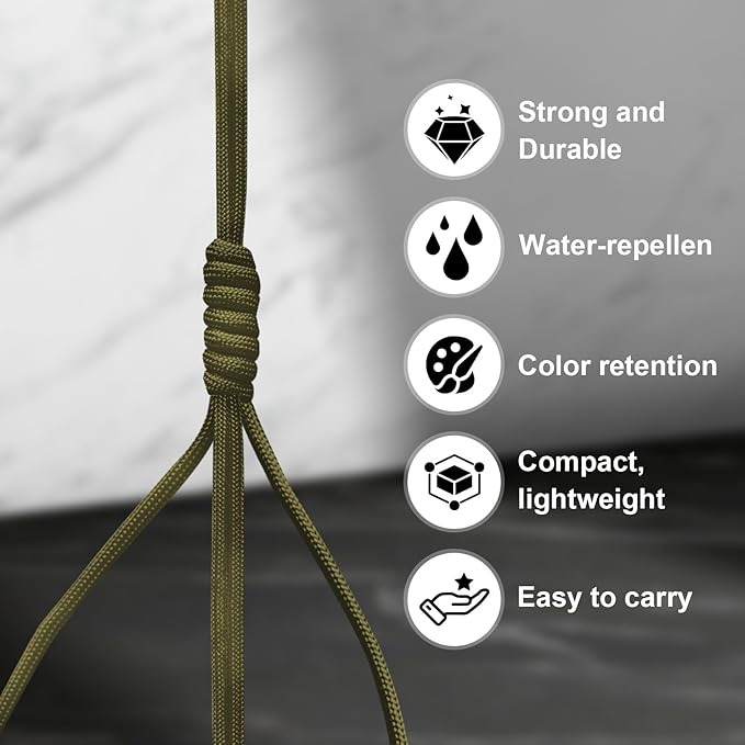 Paracord 550, 4mm, 7 Triple Strands Utility Rope, Parachute Cord for Survival Gear, Camping, Hiking, and DIY Bracelets, Keychains,Accessories, Type III
