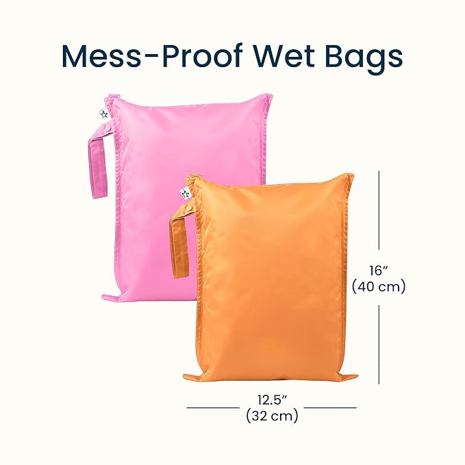 Tiny Twinkle Mess Proof Wet Bags | 2-Pack Reusable Waterproof Wet Bags for Swimsuits | Baby Clothes | Travel & Diaper Bag (Sweet Treat)