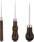 ZXIIXZ 3 Pack Leather Scratch Awl Tool, Awl Tool Sewing with Gourd Shape Wooden Handle for Stitching Punching Sewing, Scratch Awl Tool Supplies for DIY Leather Sewing Punching Craft Repair