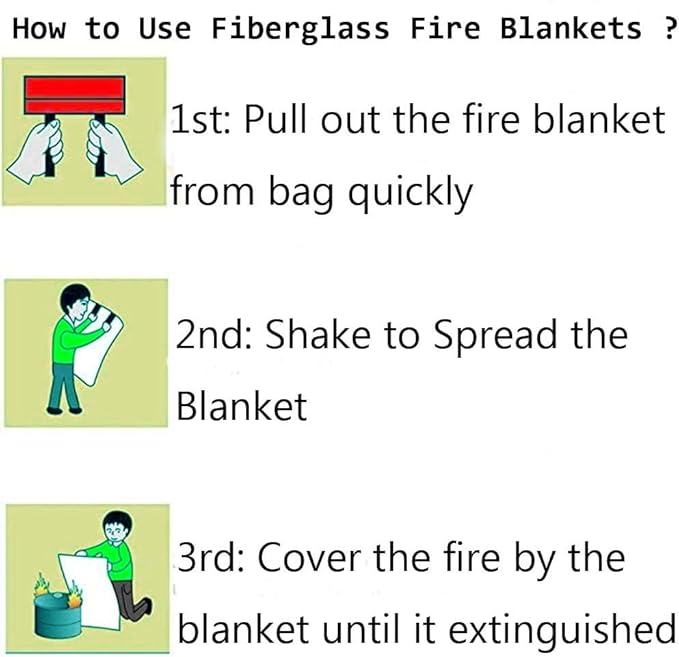 Fire Blanket for Home Emergency Survival – Fiberglass Suspend Fire Flames Suspension Blankets for Home and Kitchen School Grill Garage House Warehouse Safety (4pcs-FireBlankets)