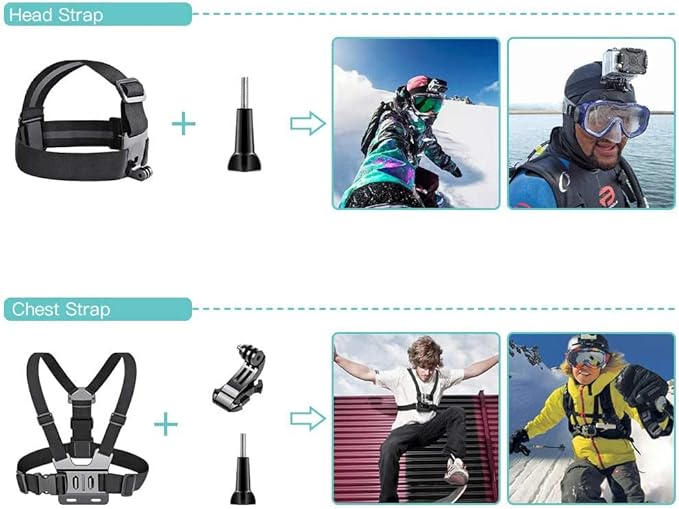 SmilePowo 51-in-1 Action Camera Accessories Kit for GoPro Hero 11 10 9 8 Max 7 6 5 4 3 3+ 2 1 Black GoPro 2018 Session Fusion Silver White Insta360 DJI AKASO APEMAN YI Campark XIAOMI Action Camera