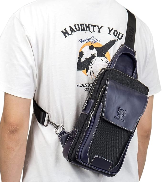 Sling Bag Crossbody Backpack for Men Women Outdoor Travel Tactical Fishing Hunting Hiking Handbag Shoulder Chest Pack Camping Casual Daypack Black Navy