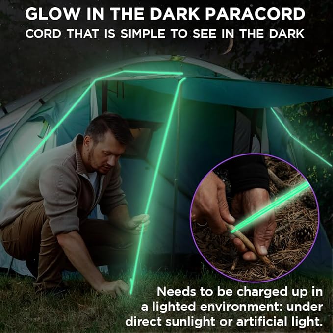 TECEUM Reflective Paracord Rope 1000 – 1000ft/200ft/100ft/50ft – 40+ Colors – Glow in The Dark – para Cord – Utility Rope for Survival, Hunting & Camping Gear – Nylon String, Camping Rope, Tent Cord