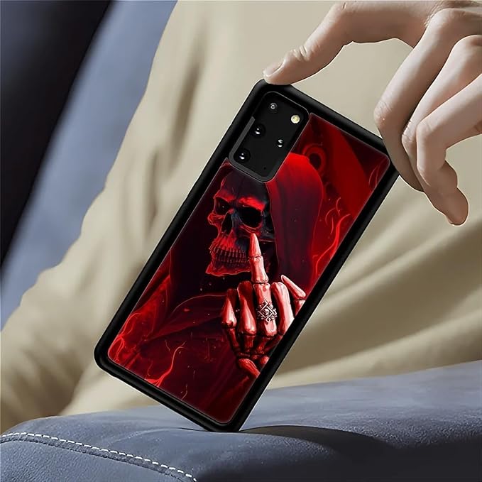 for Samsung Galaxy S20 Plus Case, Gestures Funny Skull Pattern Graphic Design Girl Boy Soft Silicone Hard Acrylic Shock Protection for Samsung Galaxy S20 Plus