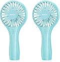 TriPole 2 Pack Handheld Mini Portable Fans Blue, Rechargeable Battery Operated Small Fan for Outdoor Travel Kids Trip, Cute Design Powerful Personal Lash Dryer for Makeup Eyelash Extensions
