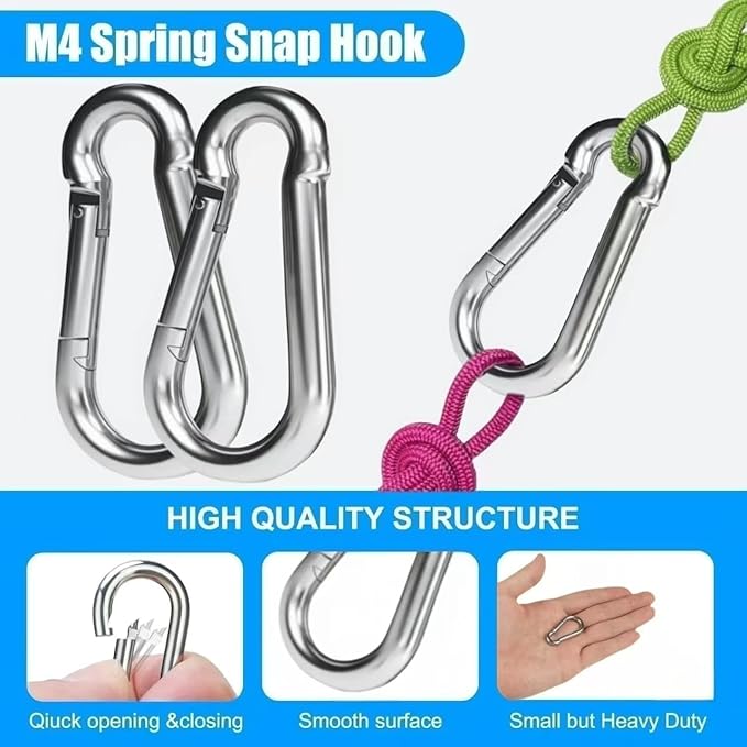30 Pack M4 Mini Carabiner Clips, 1.57 Inch Spring-Loaded Snap Hooks for Outdoor Camping Backpack Keychain
