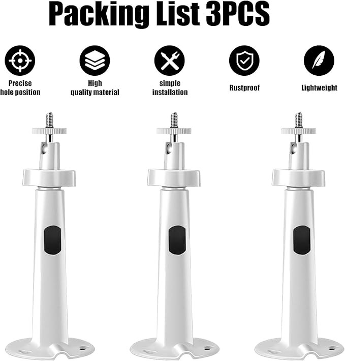 3PCS Extremely Long 7.8 in Camera Mount for eufyCam 2C/2C Pro, 3C/S300, for Ring Camera, for SoloCam S220/C210, Adjustable Wall Mount Brackets Indoor/Outdoor, Aluminum Alloy Rust-Proof and Durable