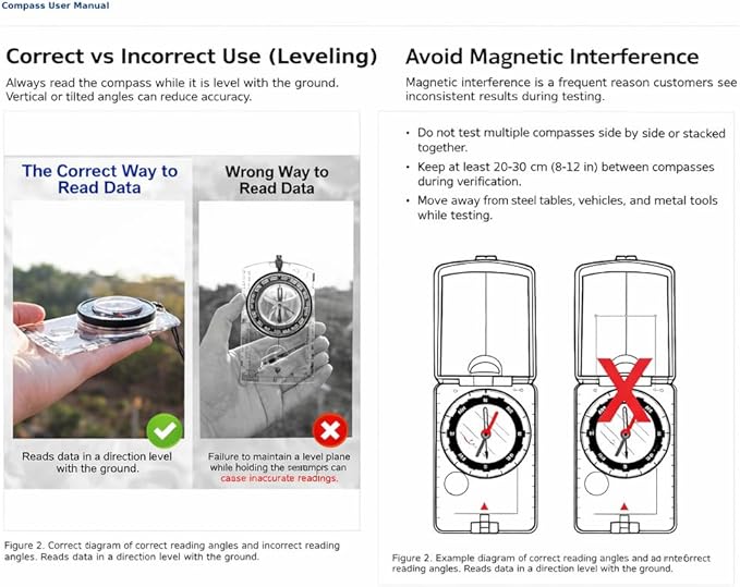 Orienteering Compass with Sighting Mirror - Adjustable Declination for Hiking & Backpacking - Reliable Emergency Backup for Scouts & Beginners