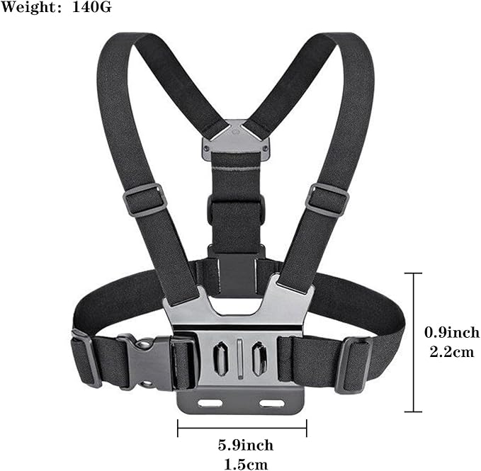 Adjustable Mobile Phone Chest Strap Harness Mount, Black, Compatible with iPhone, GoPro Hero, DJI Osmo Action Cameras