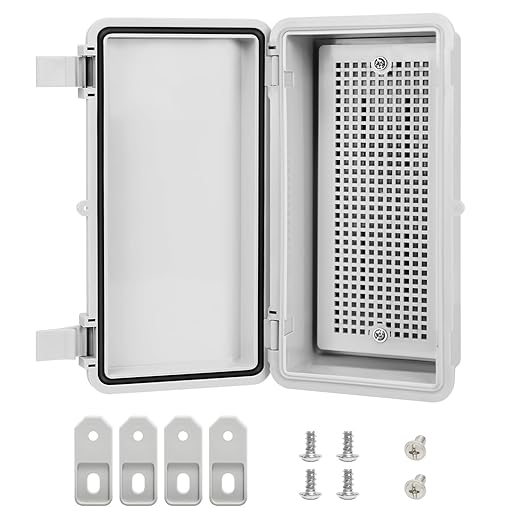 Junction Box ABS Plastic IP65 Waterproof Dustproof Universal Electrical Enclosure Hinged Shell Outdoor and Indoor Usage Project Box, 7.9"x 3.9"x 2.7"(200x100x70mm), Grey