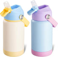 Kerilyn 12oz Water Bottle 2 Pack, Stainless Steel Insulated Water Bottle Bulk with Straws Leak-Proof,BPA Free, 2 Piece Set Cloud & Skyblush