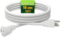 Indoor Outdoor Extension Cord 10 FT, 16/3 SJTW Weatherproof White Electrical Cords, 13 AMP Heavy Duty 3 Prong Power Cable Great for Garden, Landscaping & Holiday Decorations