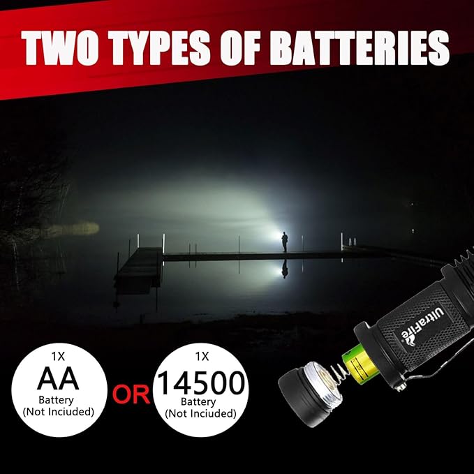 ULTRAFIRE 3 Pack Mini Flashlights Focus Adjustable SK68 Single Mode Tactical LED Flashlight, Ultra Bright 300 Lumens Torch