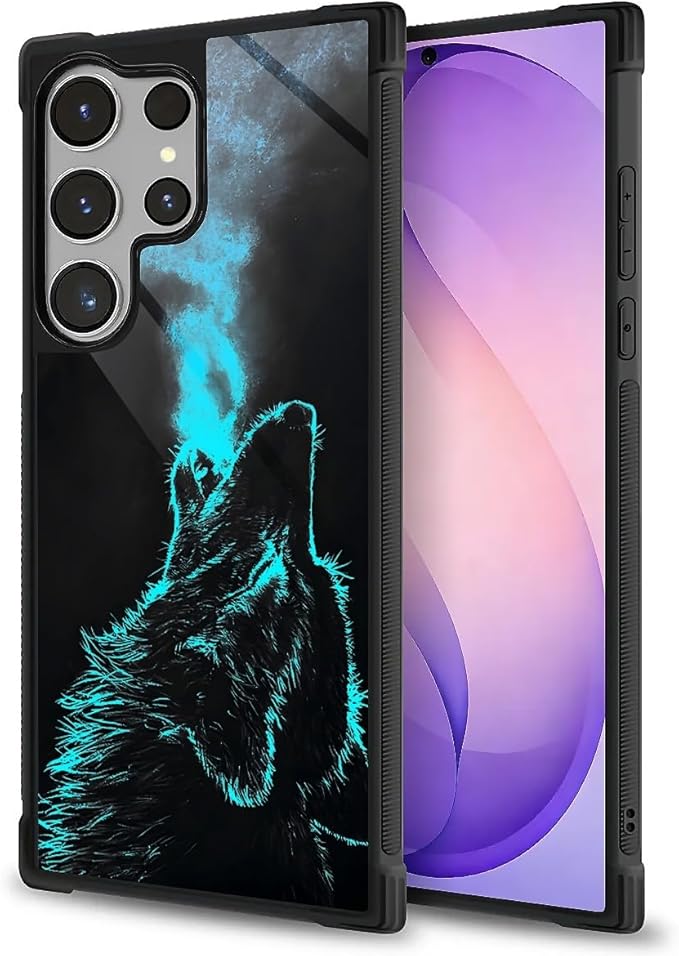 for Samsung Galaxy S26 Ultra Case,Graphic Design for Girl Boy Soft Silicone Hard Acrylic Shock Protection Designed for Samsung Galaxy S26 Ultra Blue Breathing Wolf Pattern