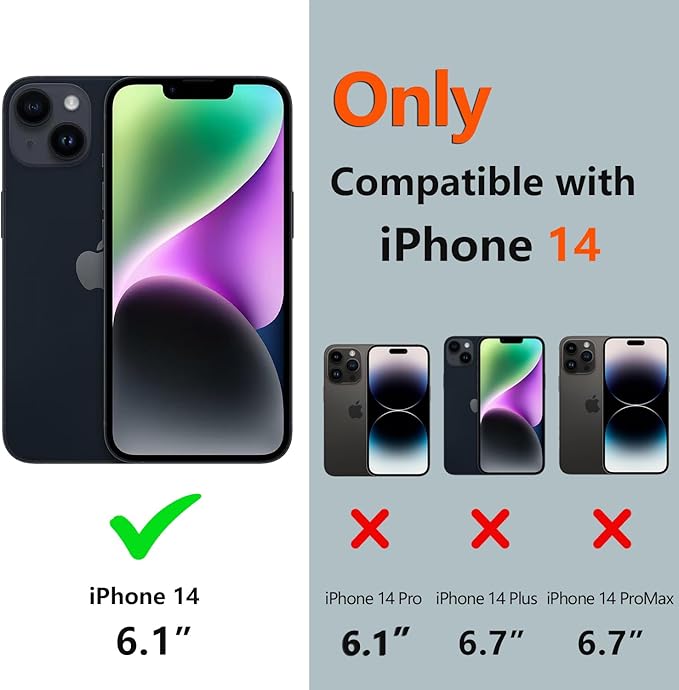 for iPhone 14 Case Waterproof, [Shockproof] [Dustproof] [IP68 Waterproof] Full-Body Hard Case Built-in [Lens Screen Protection] for Diving Case (Black, for iPhone 14 6.1in)