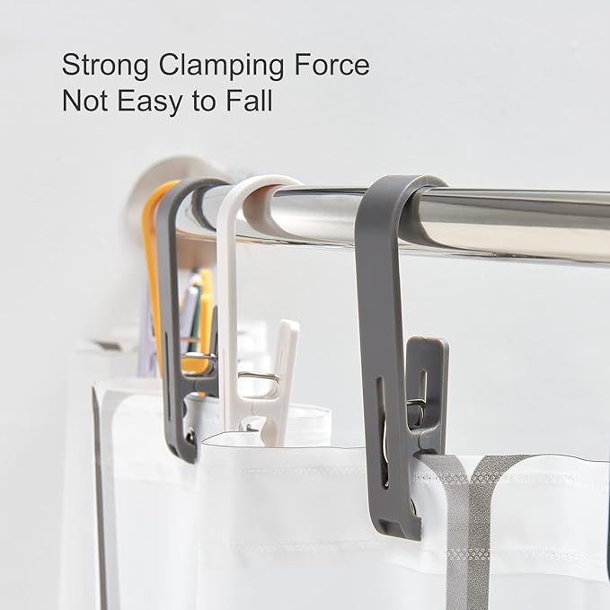Large Laundry Hook Clothes pins 4PCSpcs Sock Clip Laundry Clips with Springs, Strong Plastic Clothes Drying Line Pegsfor Home Kitchen Outdoor (Grey