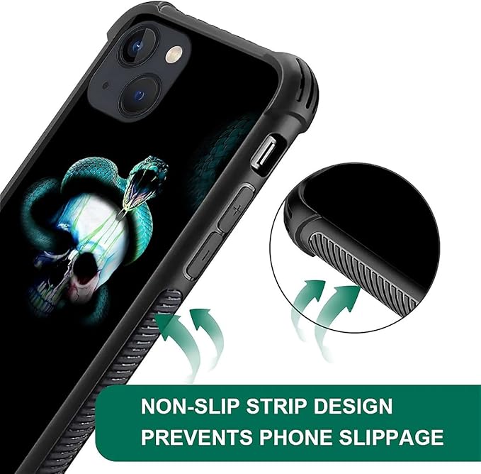for iPhone 14 Case, Skeleton Winding Snake Pattern Graphic Design Girl Boy Soft Silicone Hard Acrylic Shock Protection for iPhone 14