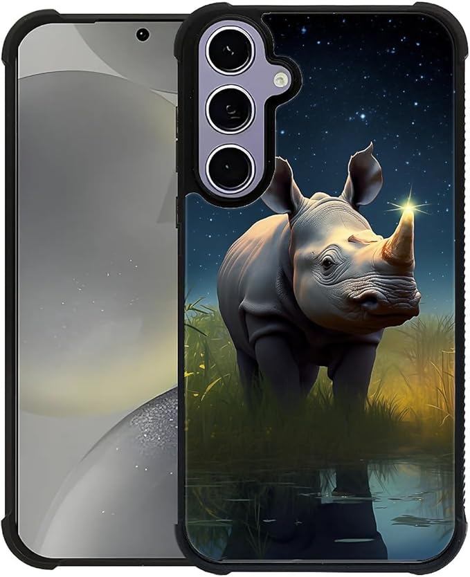 for Samsung Galaxy S24 S25 Case, Rhino Water Marshes Pattern Graphic Design Girl Boy Soft Silicone Hard Acrylic Shock Protection for Samsung Galaxy S24 S25