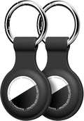 Linsaner [2 Pack] Case for AirTag 2nd Gen (2026) & 1st Gen, Silicone Holder Keychain Key Ring, Protective Cover for Air Tags, GPS Finder Accessories for Bags, Pets, Kids, Luggages, Black+Black